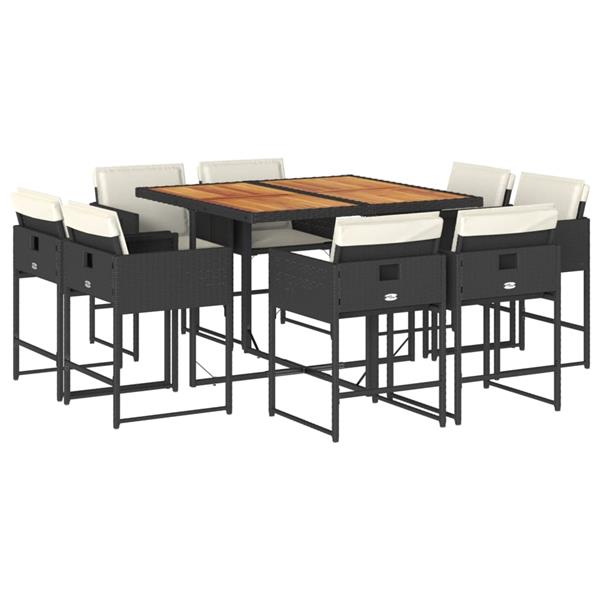 Grote foto vidaxl 9 delige tuinset poly rattan zwart tuin en terras tuinmeubelen