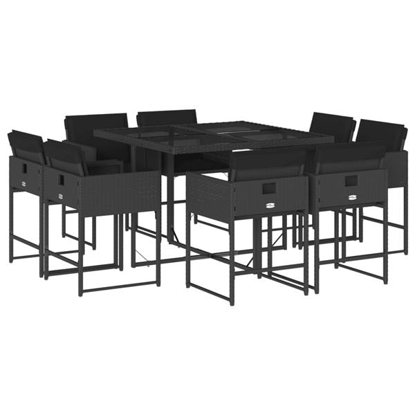 Grote foto vidaxl 9 delige tuinset poly rattan zwart tuin en terras tuinmeubelen