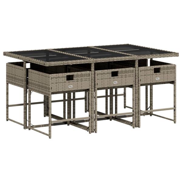 Grote foto vidaxl 7 delige tuinset met kussens poly rattan grijs tuin en terras tuinmeubelen