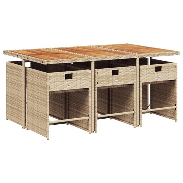 Grote foto vidaxl 7 delige tuinset met kussens poly rattan beige tuin en terras tuinmeubelen