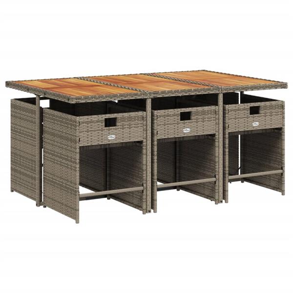 Grote foto vidaxl 7 delige tuinset met kussens poly rattan grijs tuin en terras tuinmeubelen