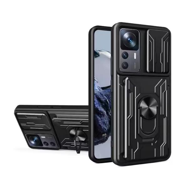 Grote foto xiaomi redmi note 13 pro plus card slot hoesje met kickstand en camera slide pop grip cover zw telecommunicatie mobieltjes