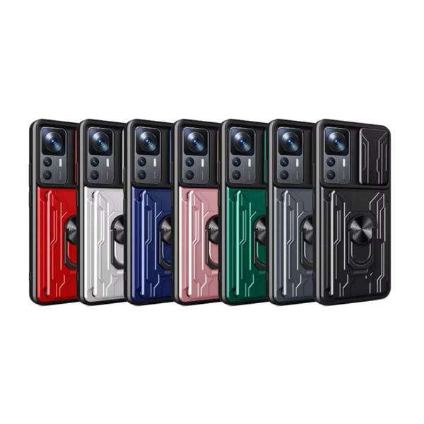 Grote foto xiaomi redmi note 13 pro plus card slot hoesje met kickstand en camera slide pop grip cover zw telecommunicatie mobieltjes