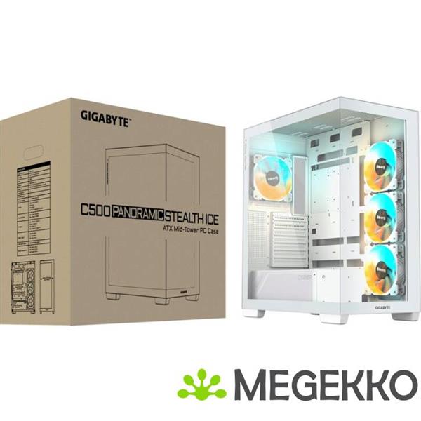 Grote foto gigabyte c500 panoramic stealth midi tower wit computers en software behuizingen en kasten