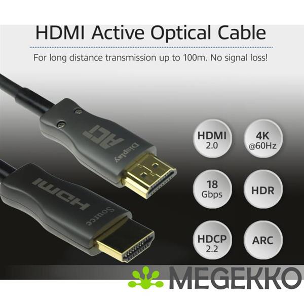Grote foto act 10 meter hdmi premium 4k active optical cable v2.0 hdmi a male hdmi a male computers en software overige computers en software