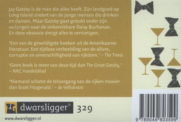 Grote foto de grote gatsby dwarsligger 329 boeken overige boeken