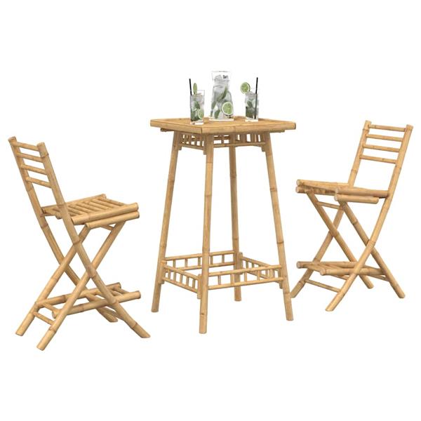 Grote foto vidaxl 3 delige barset voor buiten opvouwbaar bamboe tuin en terras tuinmeubelen