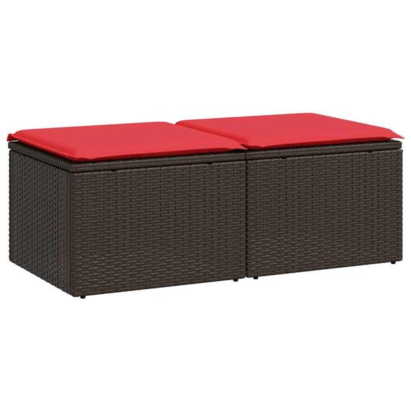Grote foto vidaxl 2 delige loungeset met kussens poly rattan acacia bruin tuin en terras tuinmeubelen