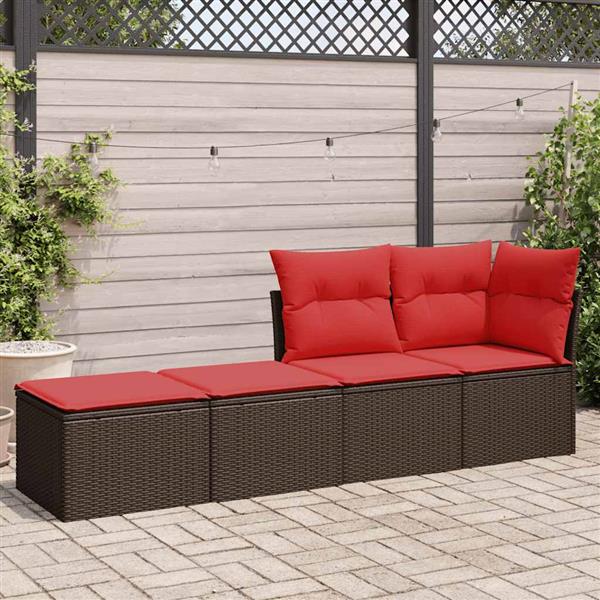 Grote foto vidaxl 2 delige loungeset met kussens poly rattan acacia bruin tuin en terras tuinmeubelen