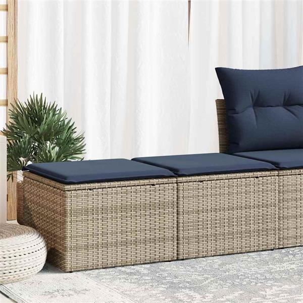 Grote foto vidaxl 2 delige loungeset met kussens poly rattan acacia grijs tuin en terras tuinmeubelen