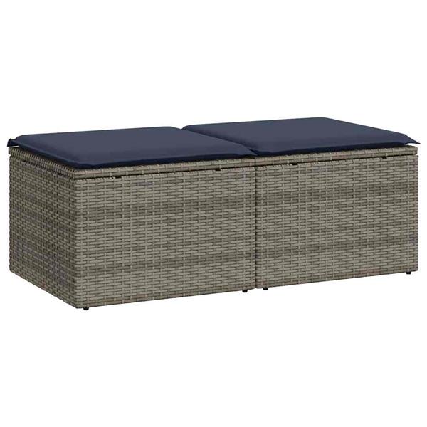 Grote foto vidaxl 2 delige loungeset met kussens poly rattan acacia grijs tuin en terras tuinmeubelen