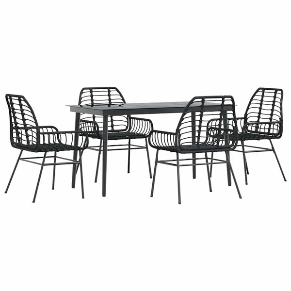 Grote foto vidaxl 5 delige tuinset poly rattan glas zwart tuin en terras tuinmeubelen