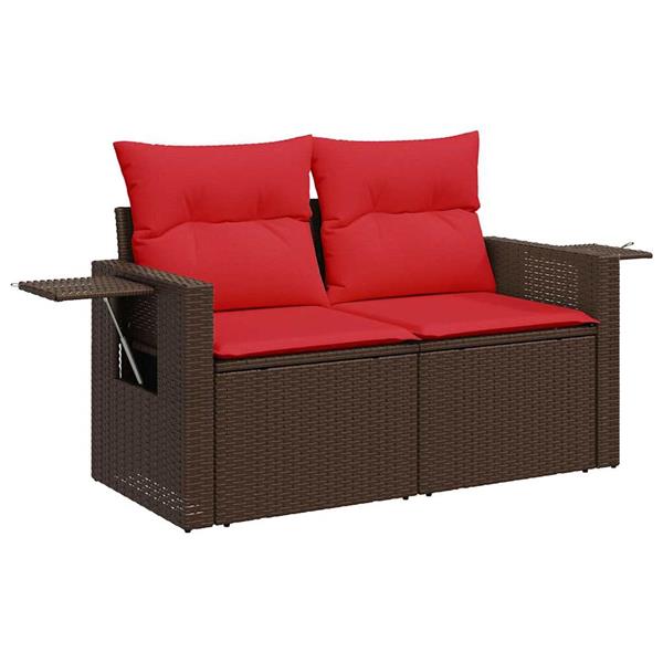 Grote foto vidaxl 5 delige loungeset met kussens poly rattan acacia grijs tuin en terras tuinmeubelen