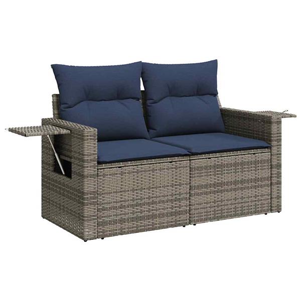 Grote foto vidaxl 5 delige loungeset met kussens poly rattan acacia zwart tuin en terras tuinmeubelen