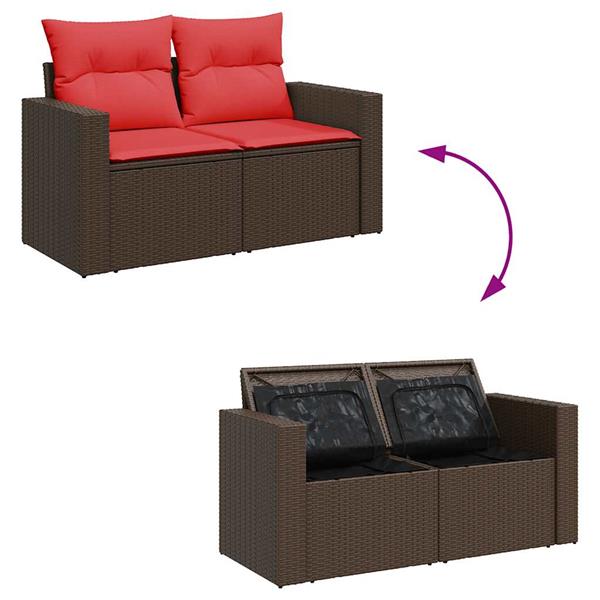 Grote foto vidaxl 5 delige loungeset met kussens poly rattan acacia bruin tuin en terras tuinmeubelen