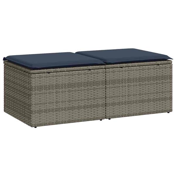 Grote foto vidaxl 2 delige loungeset met kussens poly rattan acacia grijs tuin en terras tuinmeubelen