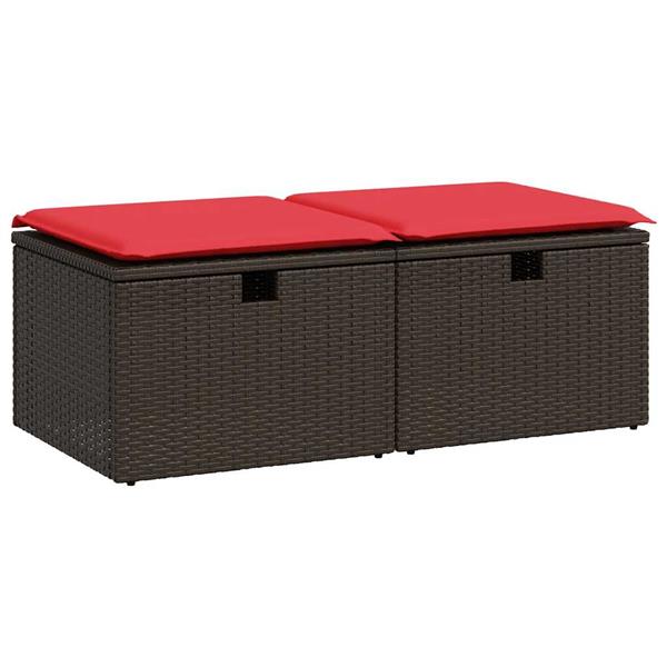 Grote foto vidaxl 2 delige loungeset met kussens poly rattan acacia bruin tuin en terras tuinmeubelen