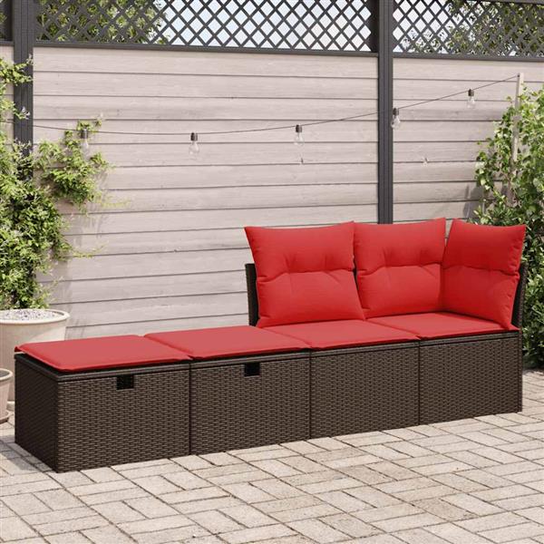 Grote foto vidaxl 2 delige loungeset met kussens poly rattan acacia bruin tuin en terras tuinmeubelen