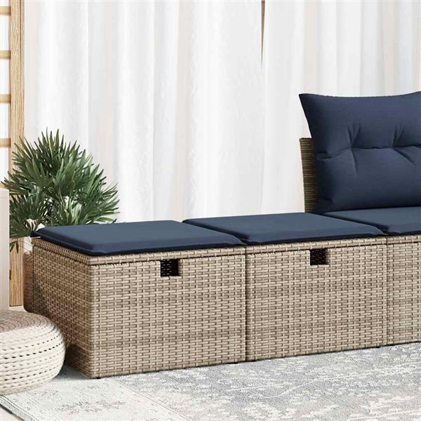 Grote foto vidaxl 2 delige loungeset met kussens poly rattan acacia grijs tuin en terras tuinmeubelen