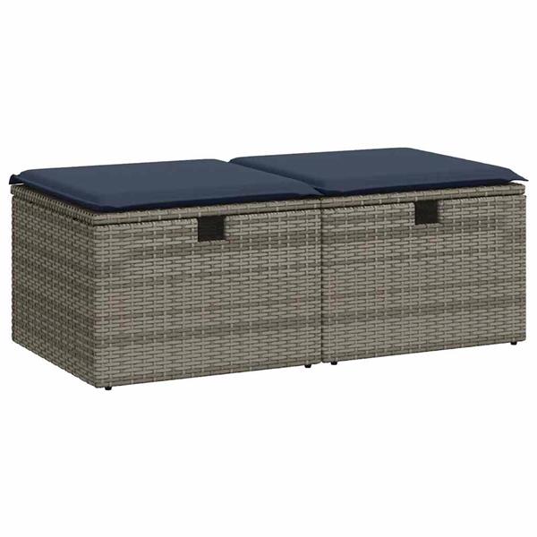 Grote foto vidaxl 2 delige loungeset met kussens poly rattan acacia grijs tuin en terras tuinmeubelen