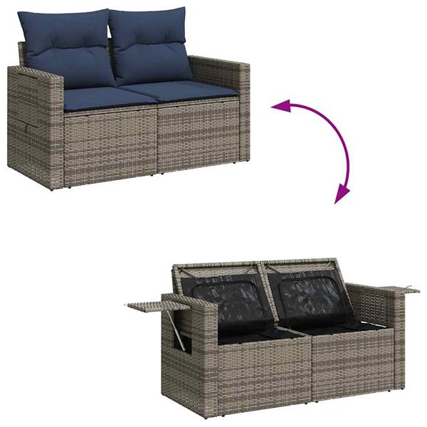 Grote foto vidaxl 6 delige loungeset met kussens poly rattan grijs tuin en terras tuinmeubelen