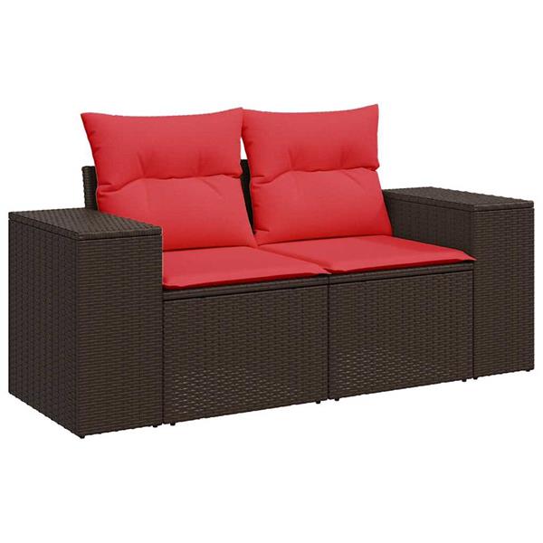 Grote foto vidaxl 6 delige loungeset met kussens poly rattan bruin tuin en terras tuinmeubelen