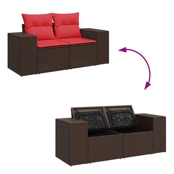 Grote foto vidaxl 6 delige loungeset met kussens poly rattan bruin tuin en terras tuinmeubelen