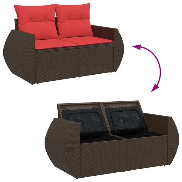 Grote foto vidaxl 6 delige loungeset met kussens poly rattan bruin tuin en terras tuinmeubelen