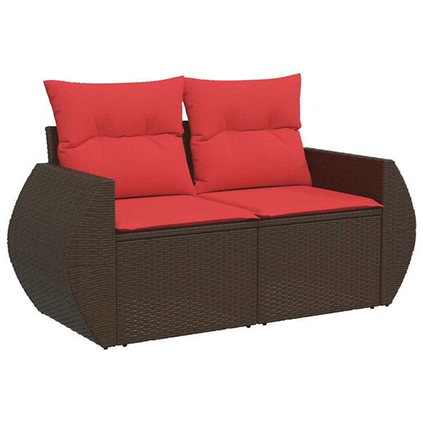 Grote foto vidaxl 5 delige loungeset met kussens poly rattan bruin tuin en terras tuinmeubelen