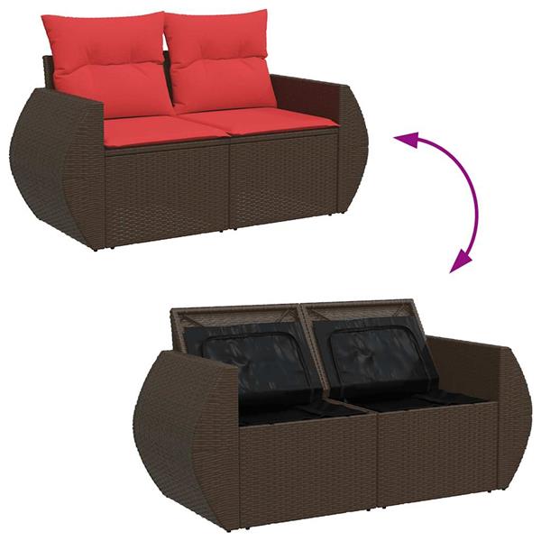 Grote foto vidaxl 5 delige loungeset met kussens poly rattan bruin tuin en terras tuinmeubelen