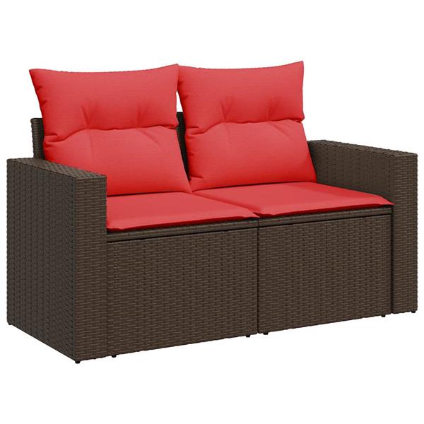 Grote foto vidaxl 6 delige loungeset met kussens poly rattan bruin tuin en terras tuinmeubelen