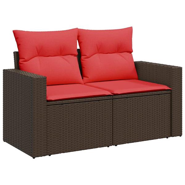Grote foto vidaxl 4 delige loungeset met kussens poly rattan bruin tuin en terras tuinmeubelen