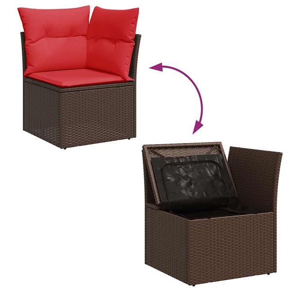 Grote foto vidaxl 6 delige loungeset met kussens poly rattan bruin tuin en terras tuinmeubelen