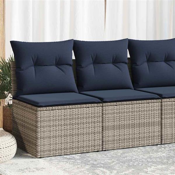 Grote foto vidaxl 2 delige loungeset met kussens poly rattan acacia grijs tuin en terras tuinmeubelen