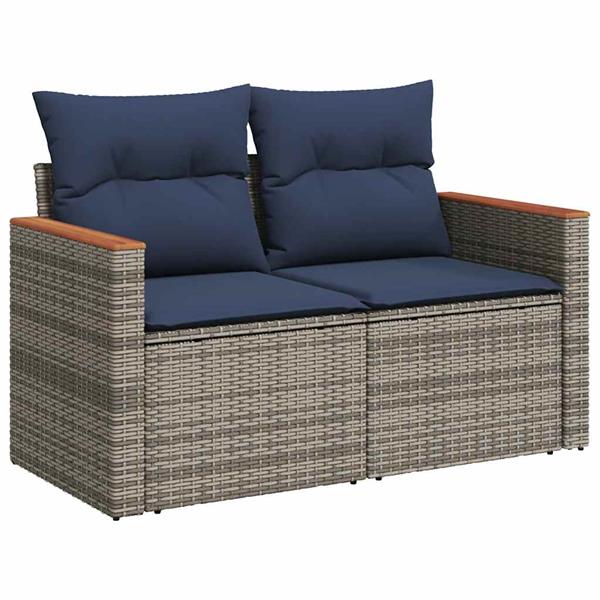 Grote foto vidaxl 5 delige loungeset met kussens poly rattan grijs tuin en terras tuinmeubelen
