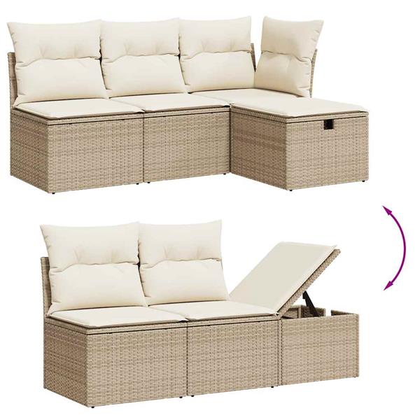 Grote foto vidaxl 6 delige loungeset met kussens poly rattan beige tuin en terras tuinmeubelen