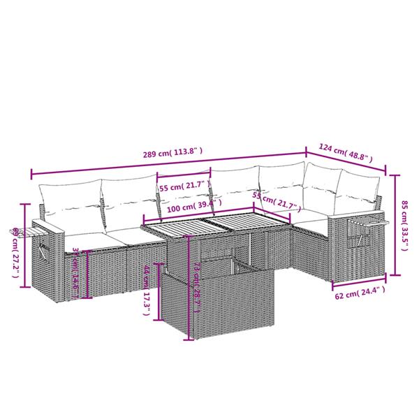 Grote foto vidaxl 7 delige loungeset met kussens poly rattan zwart tuin en terras tuinmeubelen