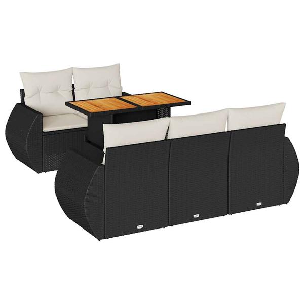 Grote foto vidaxl 6 delige loungeset met kussens poly rattan zwart tuin en terras tuinmeubelen