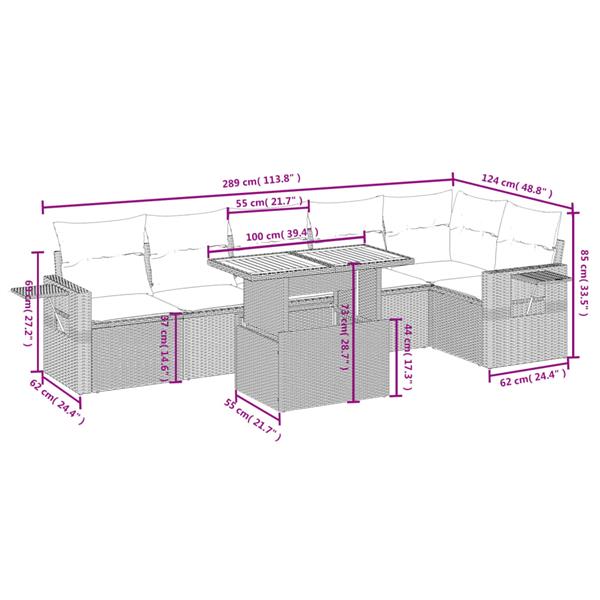 Grote foto vidaxl 7 delige loungeset met kussens poly rattan zwart tuin en terras tuinmeubelen