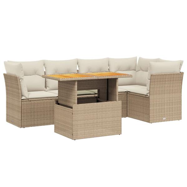Grote foto vidaxl 5 delige loungeset met kussens poly rattan beige tuin en terras tuinmeubelen