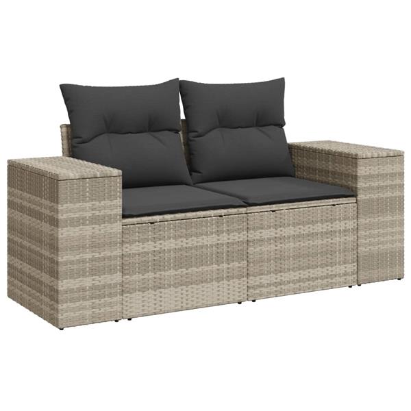 Grote foto vidaxl 6 delige loungeset met kussens poly rattan lichtgrijs tuin en terras tuinmeubelen