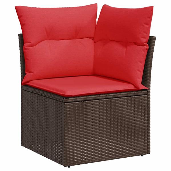 Grote foto vidaxl 5 delige loungeset met kussens poly rattan acacia bruin tuin en terras tuinmeubelen