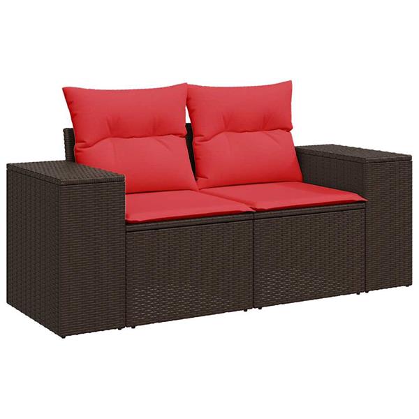 Grote foto vidaxl 5 delige loungeset met kussens poly rattan acacia bruin tuin en terras tuinmeubelen