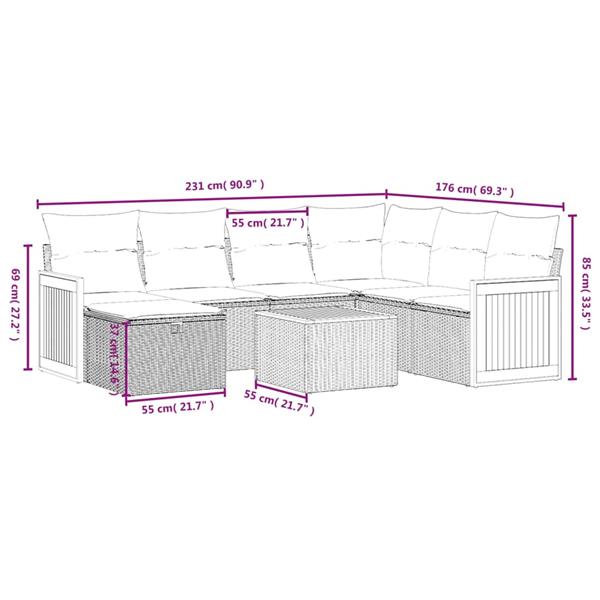 Grote foto vidaxl 8 delige loungeset met kussens poly rattan zwart tuin en terras tuinmeubelen