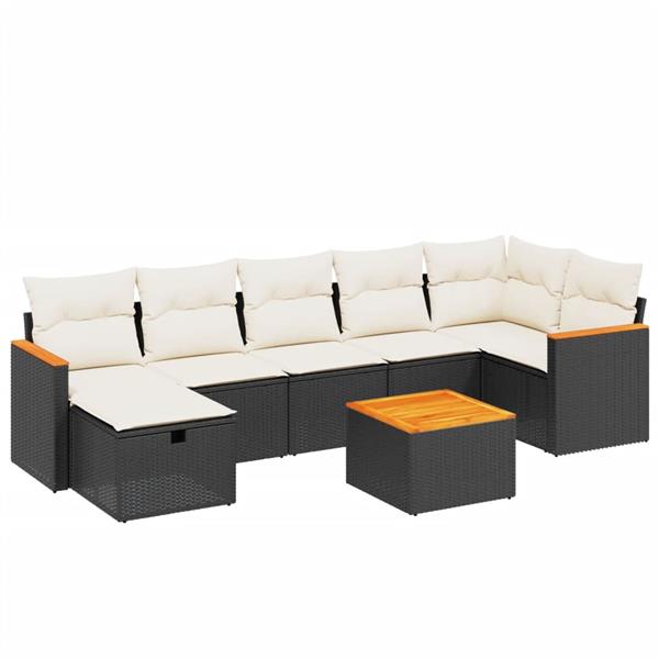 Grote foto vidaxl 8 delige loungeset met kussens poly rattan zwart tuin en terras tuinmeubelen