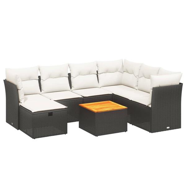Grote foto vidaxl 8 delige loungeset met kussens poly rattan zwart tuin en terras tuinmeubelen