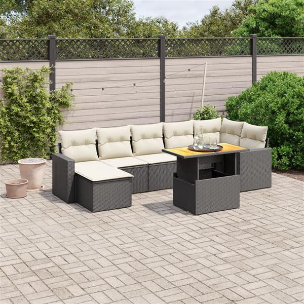 Grote foto vidaxl 8 delige loungeset met kussens poly rattan zwart tuin en terras tuinmeubelen