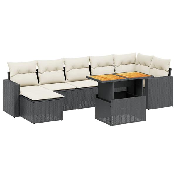 Grote foto vidaxl 8 delige loungeset met kussens poly rattan zwart tuin en terras tuinmeubelen