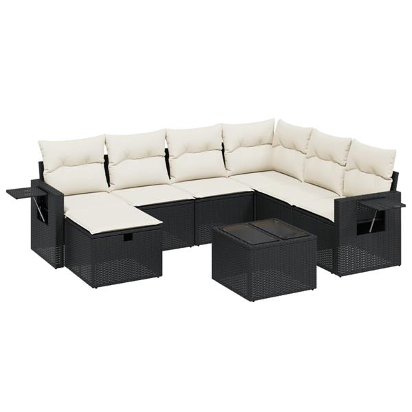 Grote foto vidaxl 8 delige loungeset met kussens poly rattan zwart tuin en terras tuinmeubelen