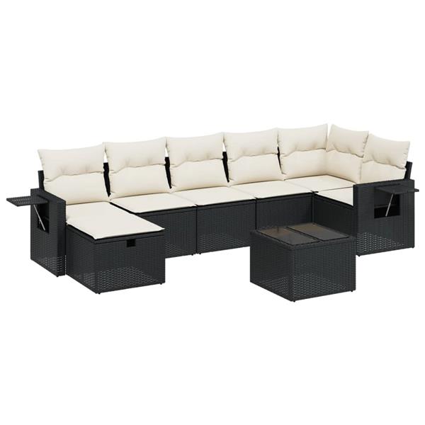 Grote foto vidaxl 8 delige loungeset met kussens poly rattan zwart tuin en terras tuinmeubelen